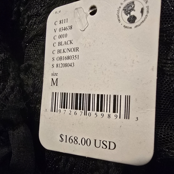 Free PeopleMagdalene Sweetheart Neck Long Sleeves Crochet Black Tunic - Picture 6 of 6